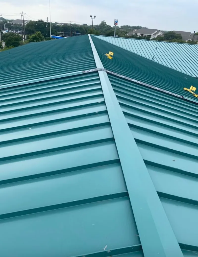 Green commercial metal roof ridge and valley for Metal Roof Repair in Crawfordville